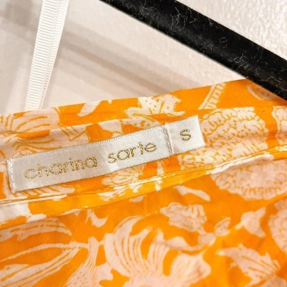 Charina Sarte orange botanica knotted one shoulder top size Small - Picture 4 of 9